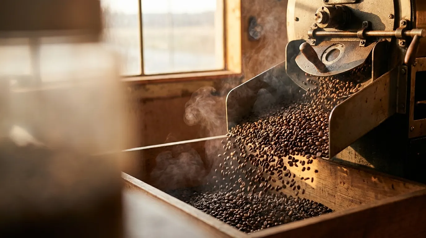 Roasted Arabica and Robusta beans side by side