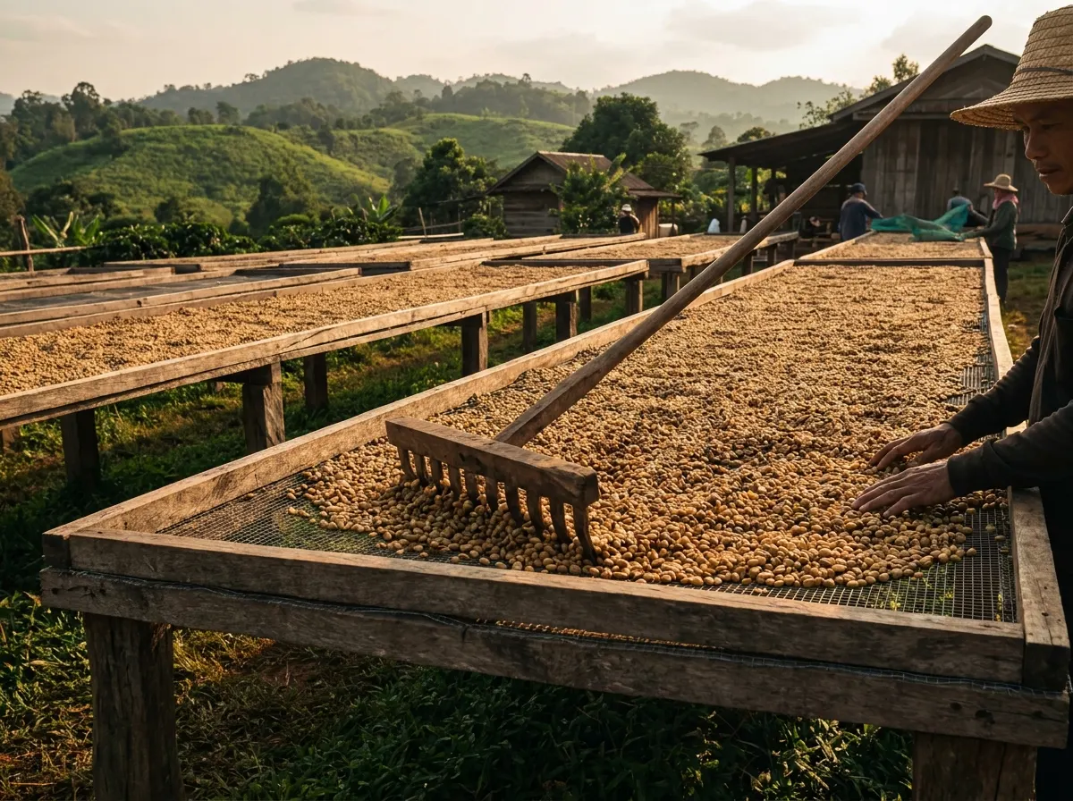 Coffee drying beds
