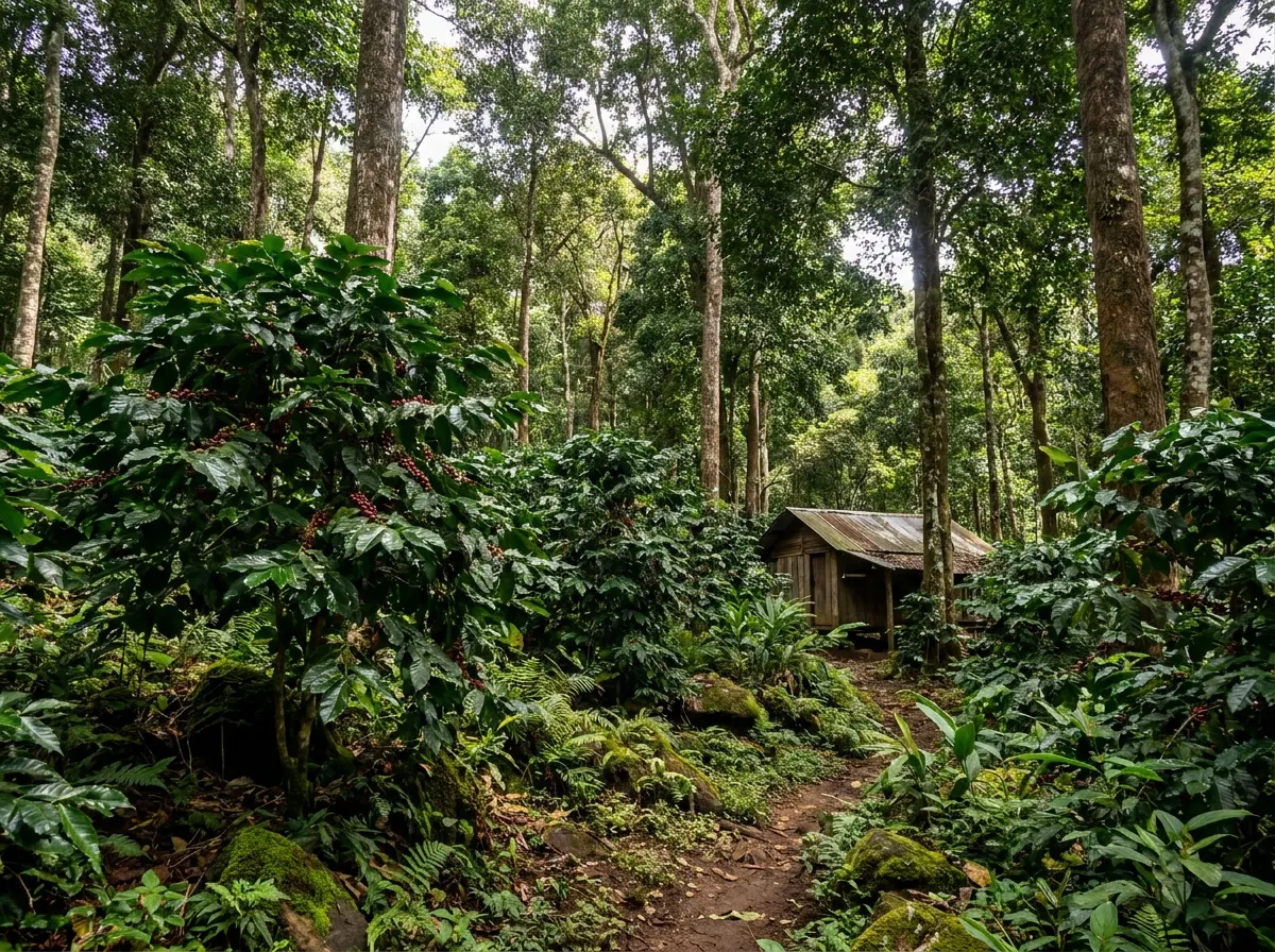 Shade-grown coffee forest